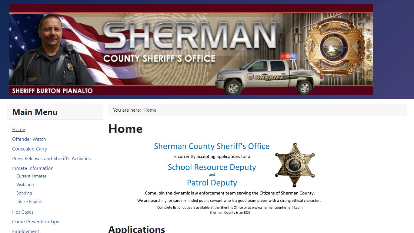 Current Inmates - Sherman County Sheriff